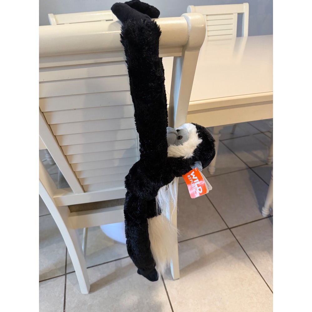 Wild Republic Hanging‎ Monkey Colobus Plush Black White Stuffed Animal 28 inch
